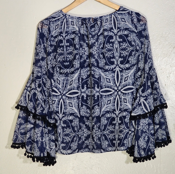 Misa Navy Blue Patterned Women's Top - Picture 2 of 7